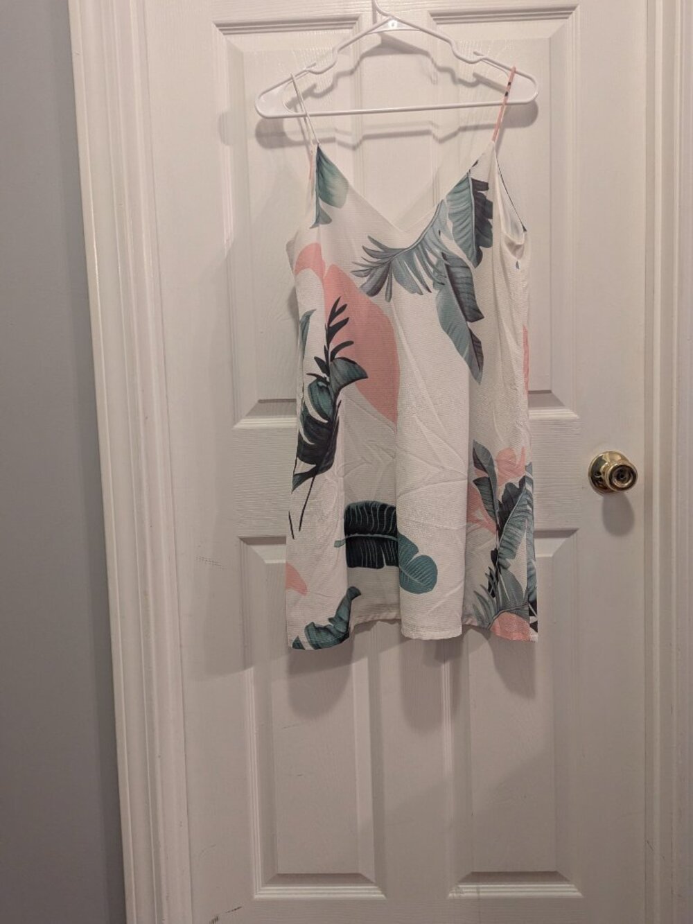 Shein white slip dress with pink and green print - M - Picture 3 of 5